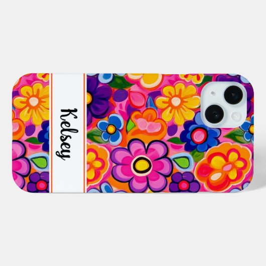 Coole Retro Bloem Personalized Case-Mate iPhone Case (Achterkant (horizontaal))