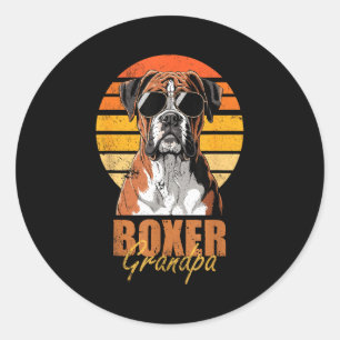 Coole Retro Boxer Opa Grappige Vintage Hond Liefhe Ronde Sticker