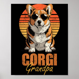 Coole Retro Corgi Opa Grappige Vintage Hond Liefhe Poster