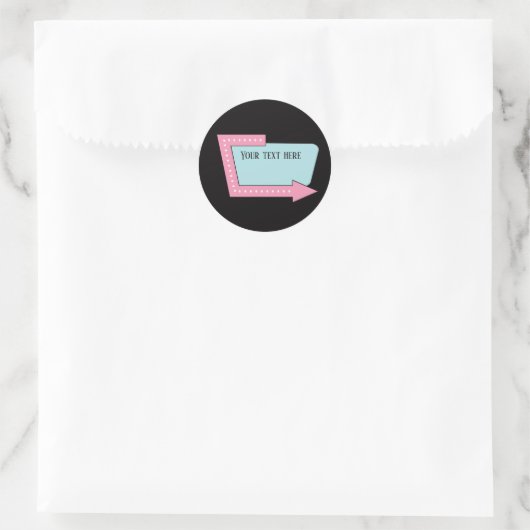 coole retro fifties diner voegt tekstteken toe ronde sticker (Tas)
