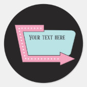coole retro fifties diner voegt tekstteken toe ronde sticker (Voorkant)