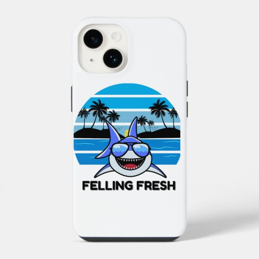 Coole Retro Haai met Zonnebril iPhone Hoesje (Achterkant)
