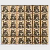 Coole Retro Kat met Aviator Zonnebril, Sepia Cadeaupapier (Vlak)