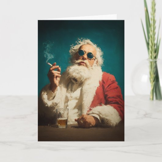Coole Retro Kerstman Portret Feestdagen Kaart (Voorkant)