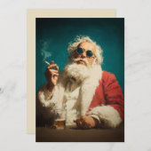 Coole Retro Kerstman Portret Feestdagenkaart (Voorkant / Achterkant)