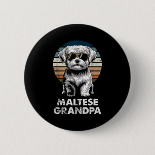 Coole Retro Maltese Opa Grappige Vintage Hondeneig Ronde Button 5,7 Cm