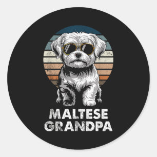 Coole Retro Maltese Opa Grappige Vintage Hondeneig Ronde Sticker