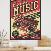 coole retro  muziekwinkel poster (Keuken)