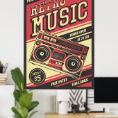 coole retro  muziekwinkel poster (Thuiskantoor)