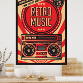 coole retro  muziekwinkel poster (Keuken)