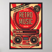 coole retro  muziekwinkel poster (Voorkant)