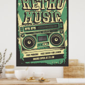 coole retro  muziekwinkel poster (Keuken)