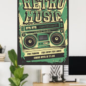coole retro  muziekwinkel poster (Thuiskantoor)