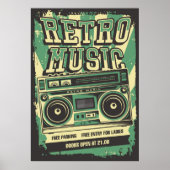 coole retro  muziekwinkel poster (Voorkant)