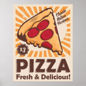 coole retro pizza poster (Voorkant)
