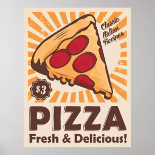 coole retro pizza poster