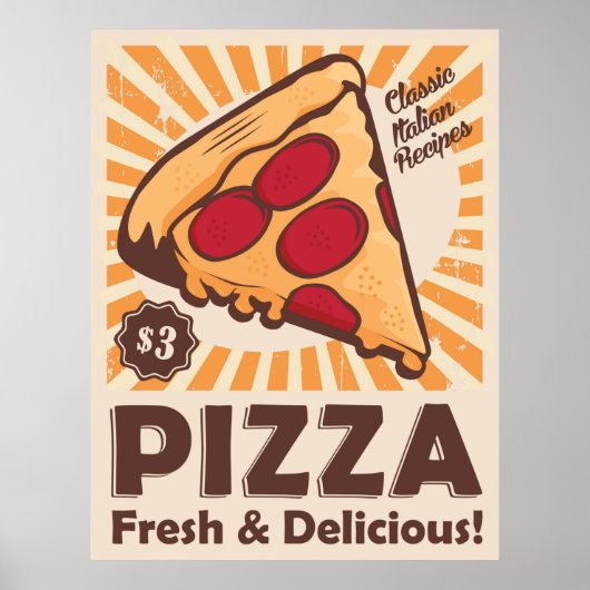 coole retro pizza poster (Voorkant)