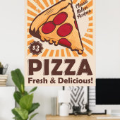 coole retro pizza poster (Thuiskantoor)