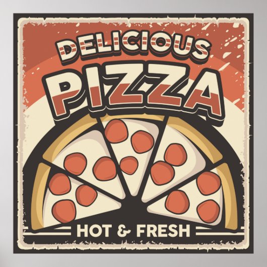 coole retro pizza poster (Voorkant)