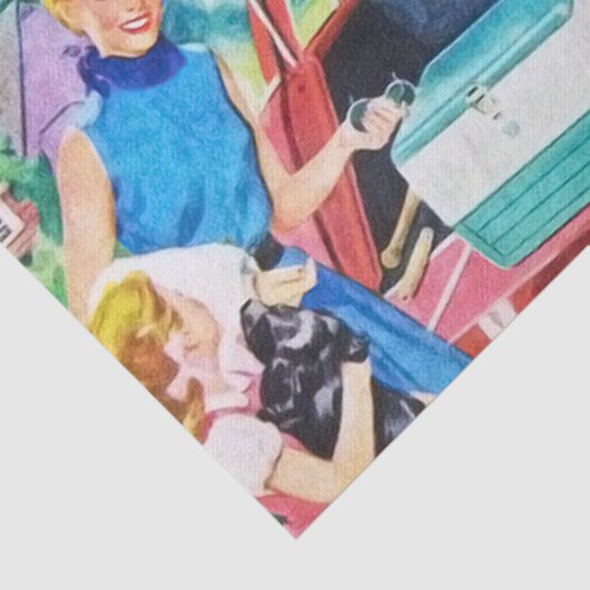 coole retro  reizende familieontkoppeling tissuepapier (Detail)