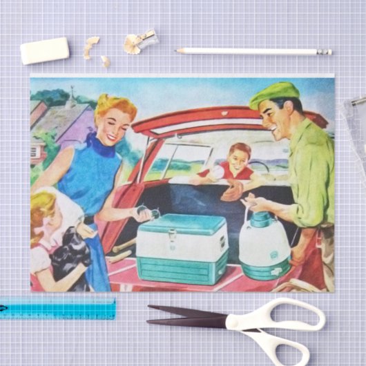 coole retro  reizende familieontkoppeling tissuepapier (Craft)