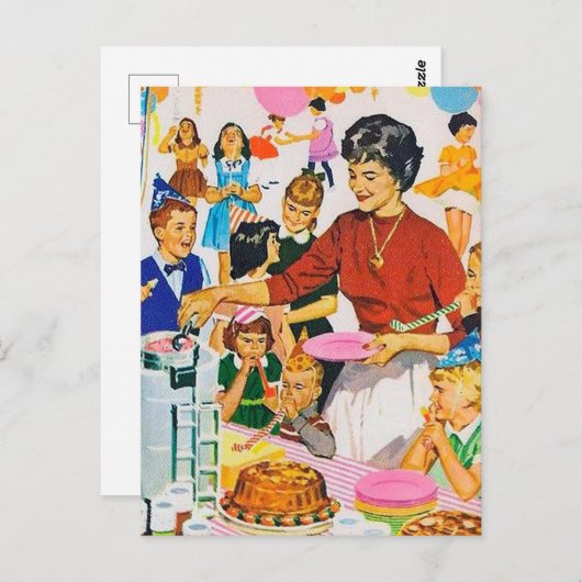 coole retro vintage verjaardagsfeestje briefkaart (Voorkant / Achterkant)