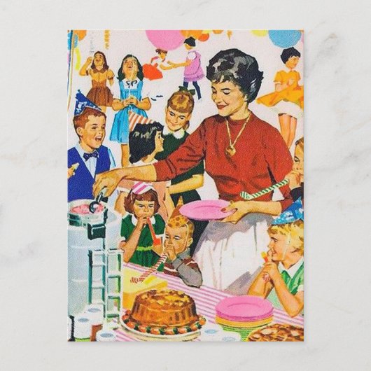 coole retro vintage verjaardagsfeestje briefkaart (Voorkant)