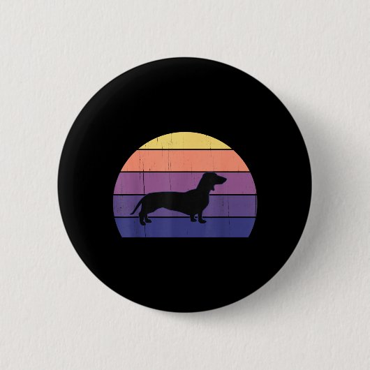 Coole Retro Zonsondergang Dachshunds_ Geweldige Da Ronde Button 5,7 Cm (Voorkant)