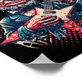 Coole Rock Roll Abraham Lincoln Gitaar Spelend Poster (Hoek)