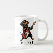 Coole Rocker Dachshund Hond Speelt Elektrische Git