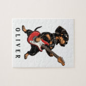 Coole Rocker Dachshund Hond Speelt Elektrische Git Legpuzzel (Horizontaal)