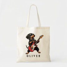 Coole Rocker Dachshund Hond Speelt Elektrische Git