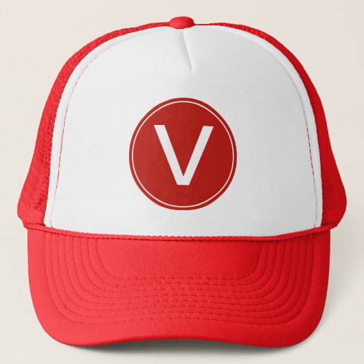 coole rode en witte monogram beginletter pet. trucker pet (Voorkant)
