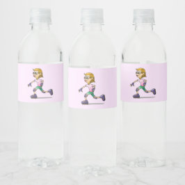 Coole Roller Schaats Meisje Waterfles Etiket