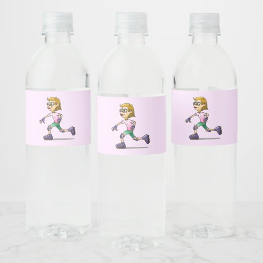 Coole Roller Schaats Meisje Waterfles Etiket (Flessen)