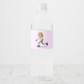 Coole Roller Schaats Meisje Waterfles Etiket (Voorkant)