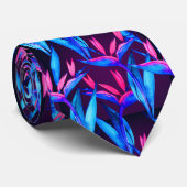 coole roze blauwtropisch bladpatroon stropdas (Opgerold)