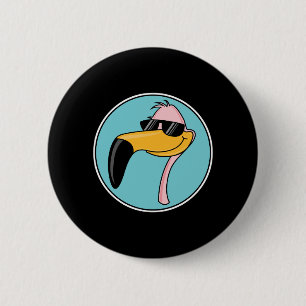coole roze flamingo in zonnebrillen ronde button 5,7 cm