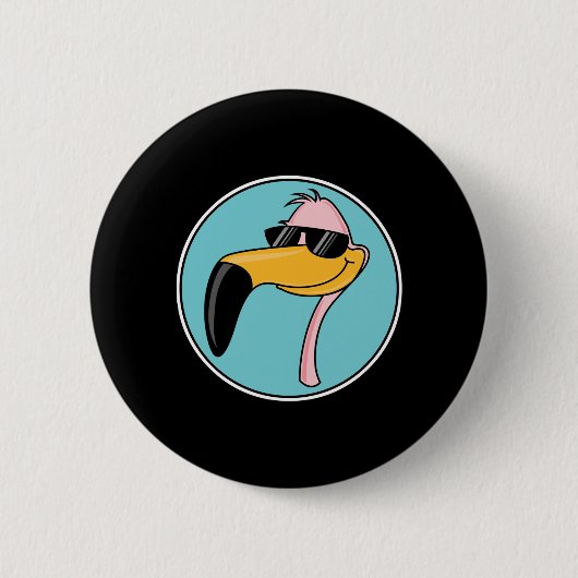 coole roze flamingo met zonnebril ronde button 5,7 cm (Voorkant)