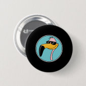 coole roze flamingo met zonnebril ronde button 5,7 cm (Voorkant /achterkant)