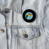 coole roze flamingo met zonnebril ronde button 5,7 cm (In situ)