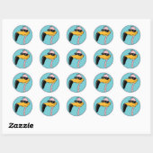 coole roze flamingo met zonnebril ronde sticker (Vel)