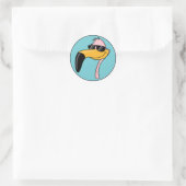 coole roze flamingo met zonnebril ronde sticker (Tas)