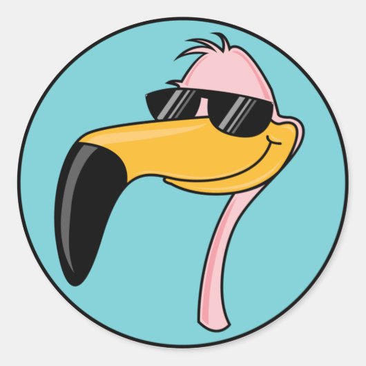 coole roze flamingo met zonnebril ronde sticker (Voorkant)