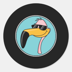 coole roze flamingo met zonnebril ronde sticker