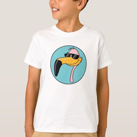 coole roze flamingo met zonnebril t-shirt (Voorkant)