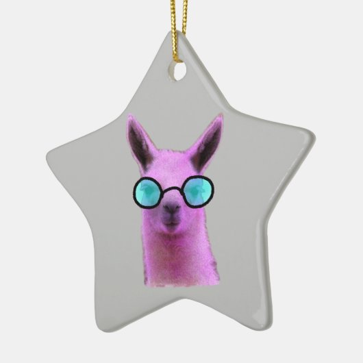 Coole Roze Lama! Keramisch Ornament (Links)