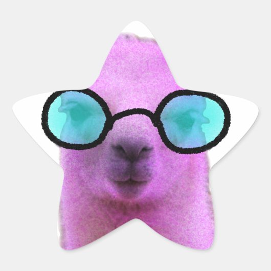 Coole Roze Lama! Ster Sticker (Voorkant)