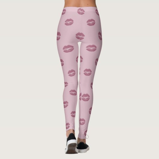 coole roze rode lippen Versexy roze patroon Leggings (Achterkant)