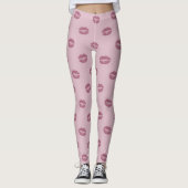 coole roze rode lippen Versexy roze patroon Leggings (Voorkant)